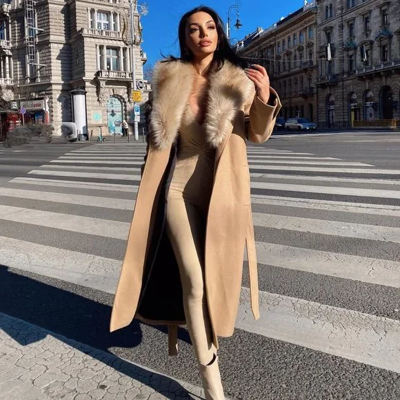 Zara Long Tan Faux Fur Coat ZARA WOMAN NWT FW24 BEIGE FAUX FUR